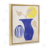 Stupell Studio | Blue Plant Vase Western Terracotta Yellow Sun