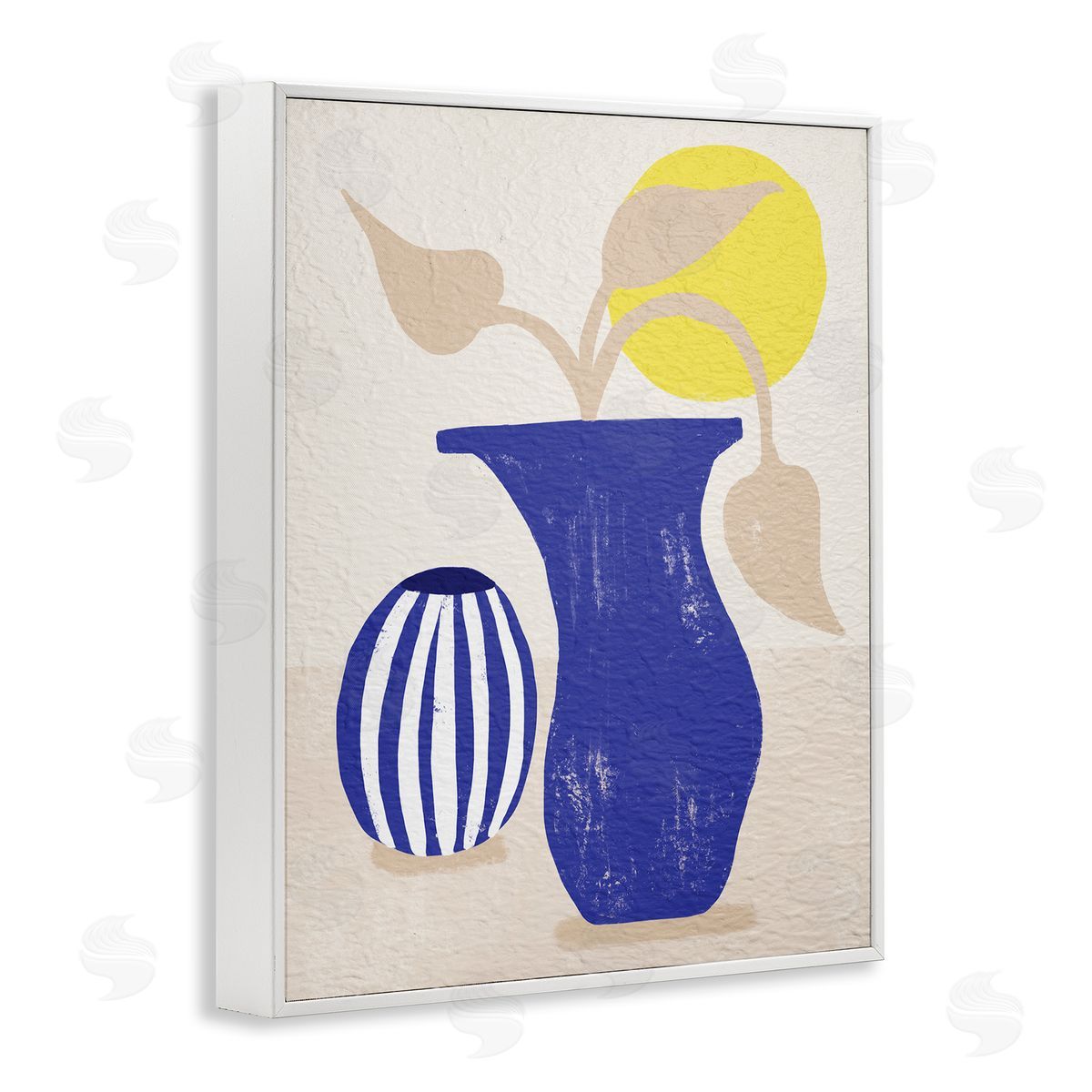 Stupell Studio Blue Plant Vase Western Terracotta Yellow Sun White Framed Giclee Wall Art