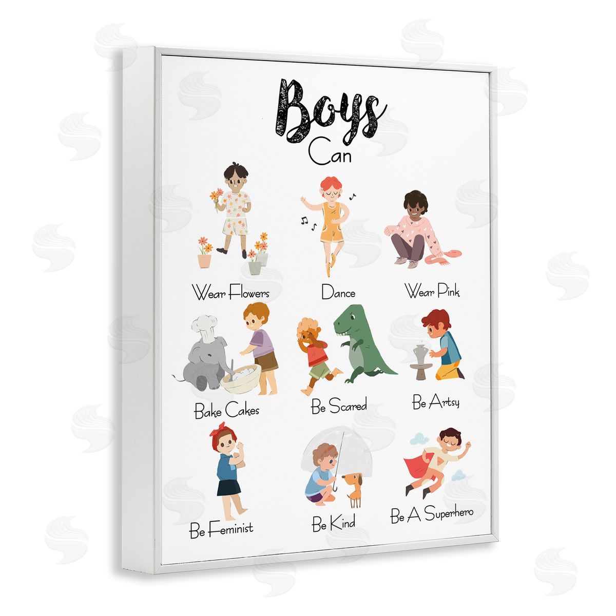 Ziwei Li Boys Can Phrase Inclusive Chart of Fun Activities White Framed Giclee Wall Art