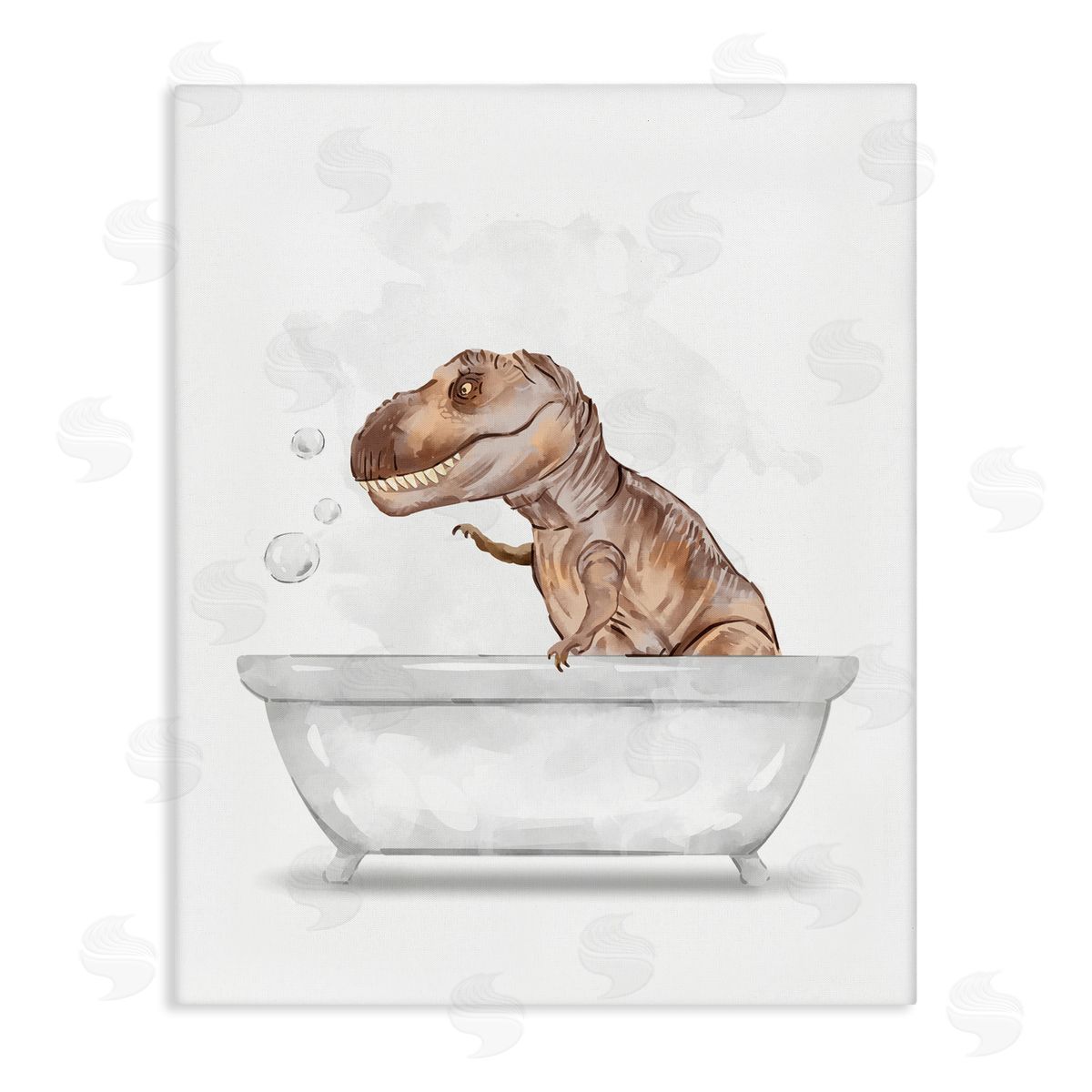 T-Rex Dino in Bubble Bath Canvas Wall Art, Home Decor by Ziwei Li
