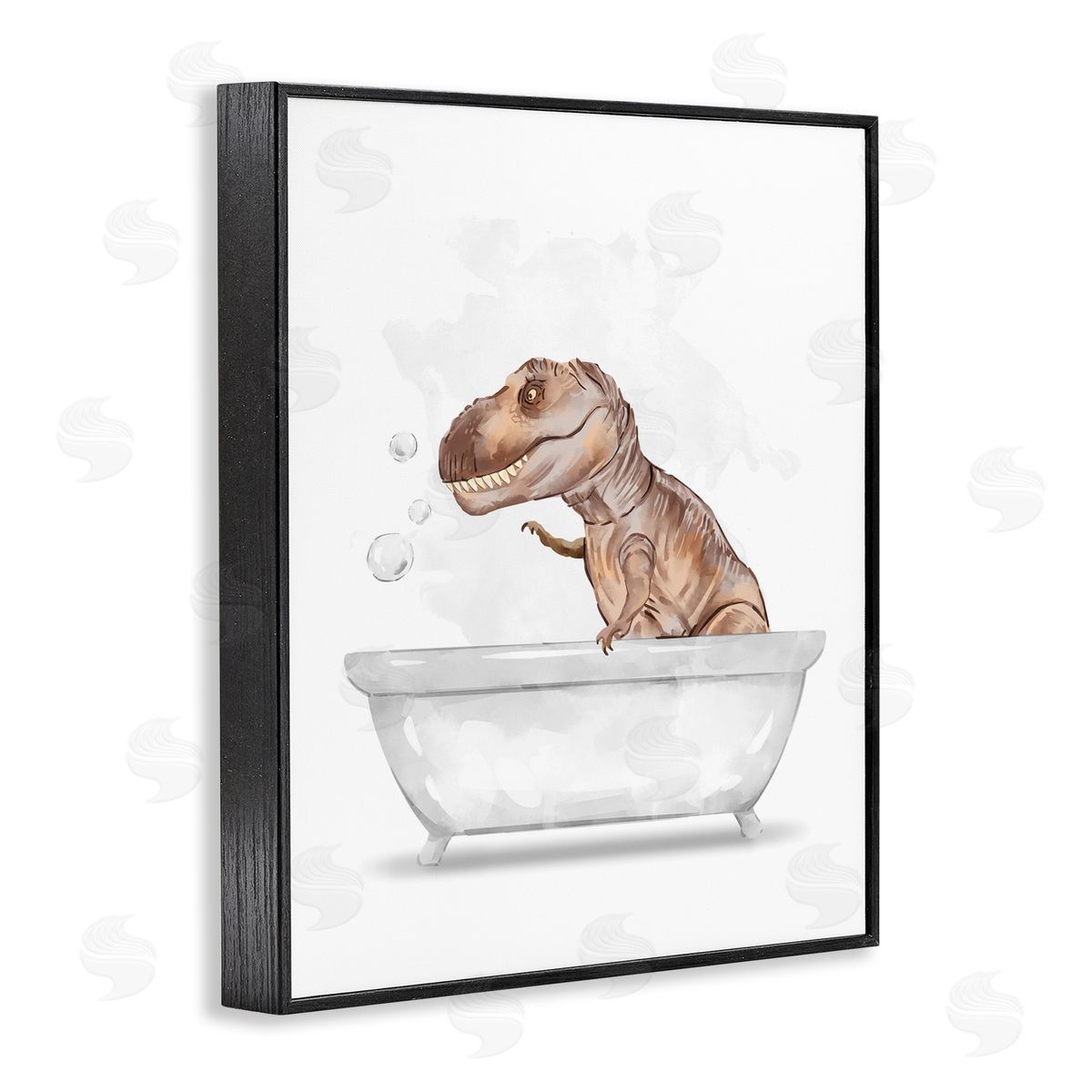 T-Rex Dino in Bubble Bath Black Frame Print Wall Art, Home Decor by Ziwei Li