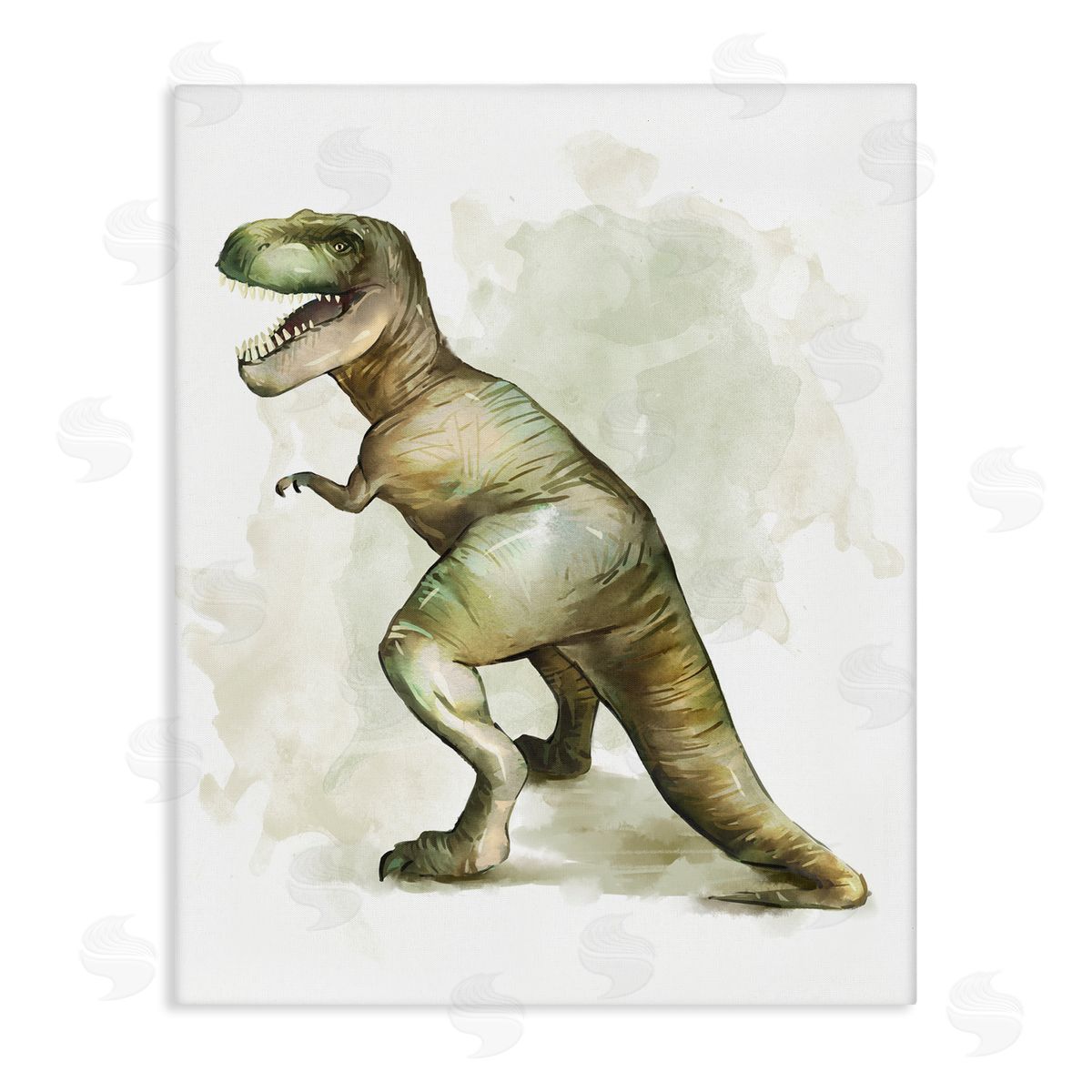 Ziwei Li Green T-Rex Dinosaur Ancient Reptile Roar Canvas Wall Art