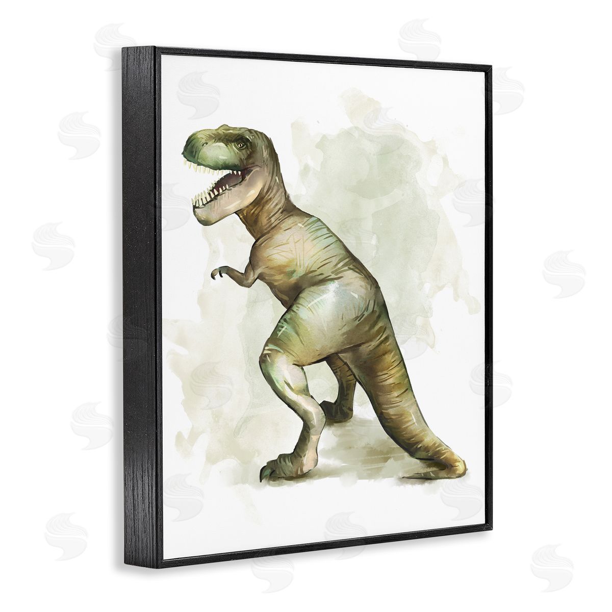Ziwei Li Green T-Rex Dinosaur Ancient Reptile Roar Black Framed Giclee Wall Art