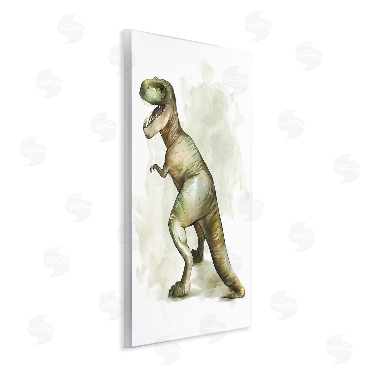 Ziwei Li Green T-Rex Dinosaur Ancient Reptile Roar Wall Plaque Art
