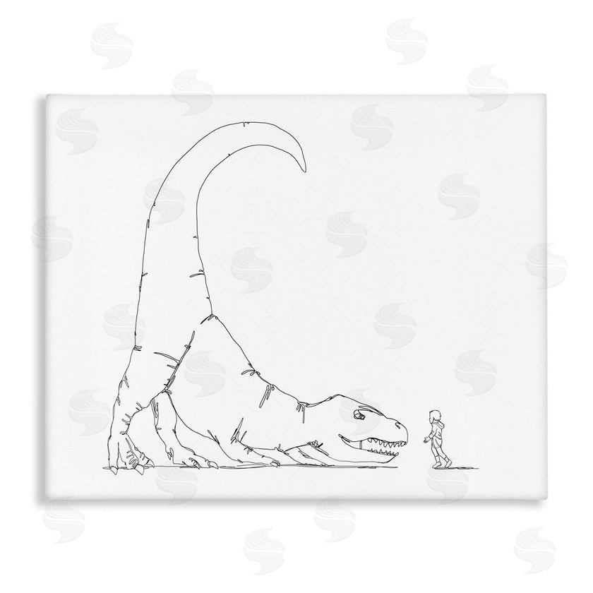 Ziwei Li | Dinosaur T-Rex and Boy Line Drawing Minimal