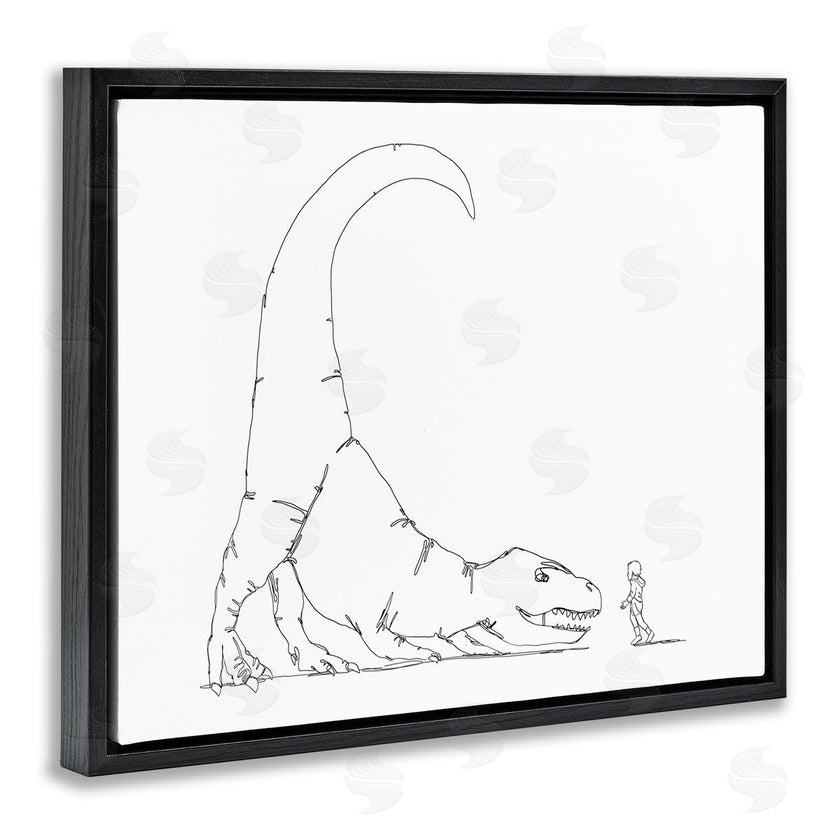 Ziwei Li | Dinosaur T-Rex and Boy Line Drawing Minimal