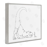 Ziwei Li | Dinosaur T-Rex and Boy Line Drawing Minimal