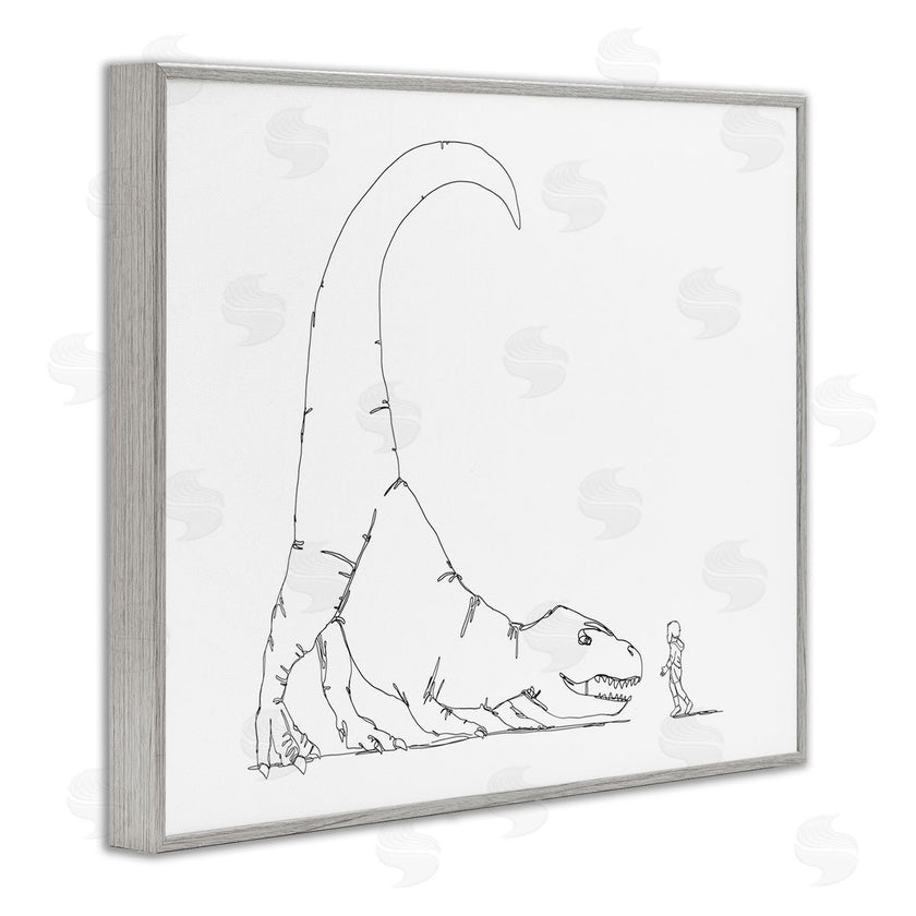 Ziwei Li | Dinosaur T-Rex and Boy Line Drawing Minimal