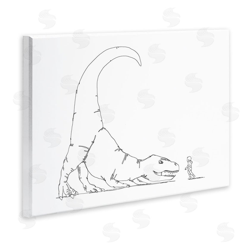 Ziwei Li | Dinosaur T-Rex and Boy Line Drawing Minimal