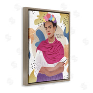 Ziwei Li | Frida Posing with Paint Brush Abstract Round Pattern