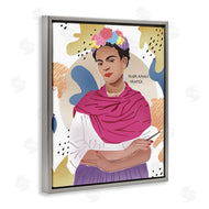 Ziwei Li | Frida Posing with Paint Brush Abstract Round Pattern
