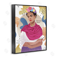 Ziwei Li | Frida Posing with Paint Brush Abstract Round Pattern