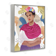 Ziwei Li | Frida Posing with Paint Brush Abstract Round Pattern