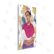 Ziwei Li | Frida Posing with Paint Brush Abstract Round Pattern