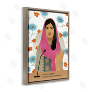 Ziwei Li | Malala Speech Over Blue Orange Florals Female Icon