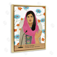 Ziwei Li | Malala Speech Over Blue Orange Florals Female Icon
