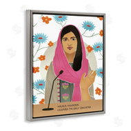 Ziwei Li | Malala Speech Over Blue Orange Florals Female Icon