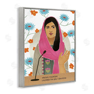 Ziwei Li | Malala Speech Over Blue Orange Florals Female Icon