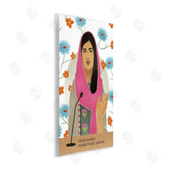 Ziwei Li | Malala Speech Over Blue Orange Florals Female Icon