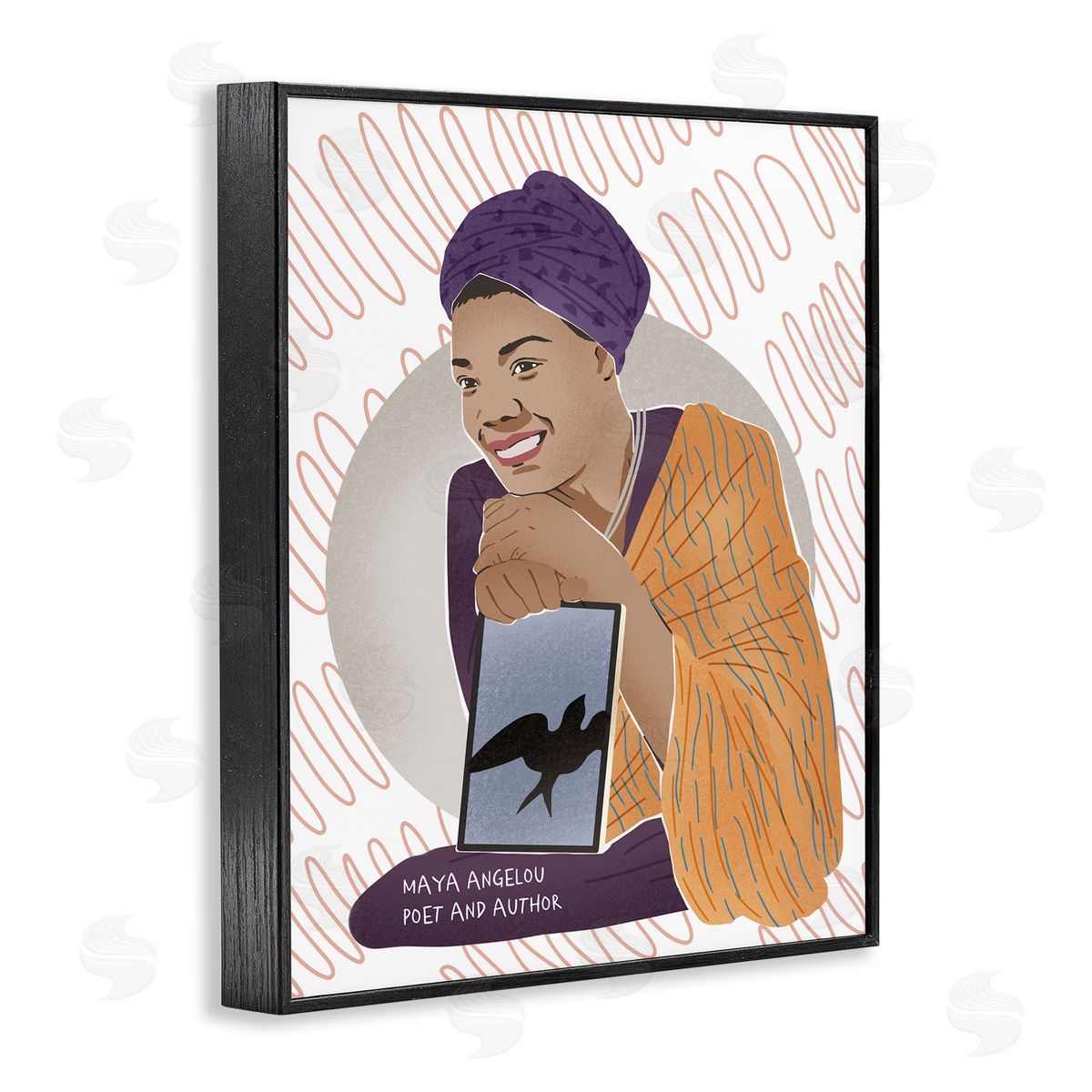 Ziwei Li Maya With Book Over Pattern Female Literary Icon Black Framed Giclee Wall Art