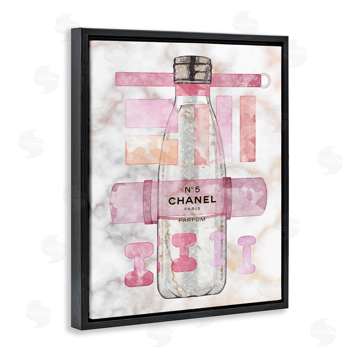 Ziwei Li Fashion Exercise Bottle Pink Home Sports Equipment Black Floater Frame Canvas Art