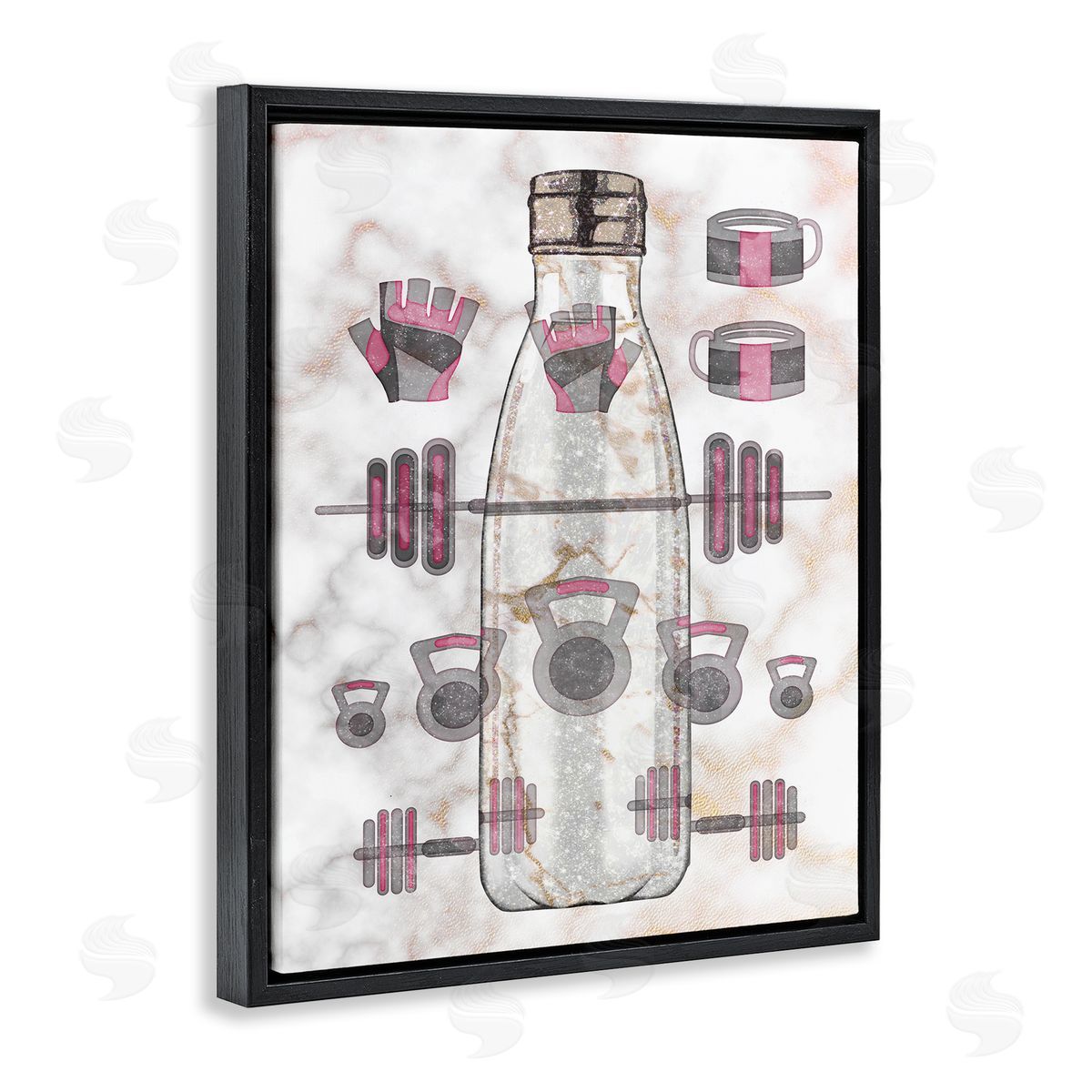 Ziwei Li Exercise Bottle Glam Home Weight Lifting Equipment Black Floater Frame Canvas Art