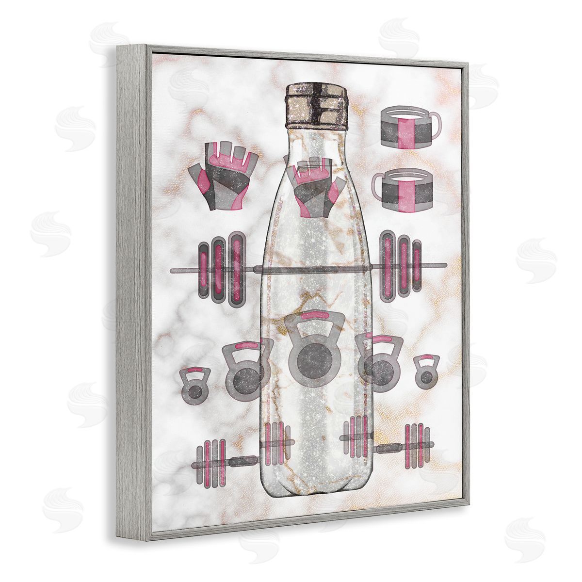 Ziwei Li Exercise Bottle Glam Home Weight Lifting Equipment Gray Framed Giclee Wall Art