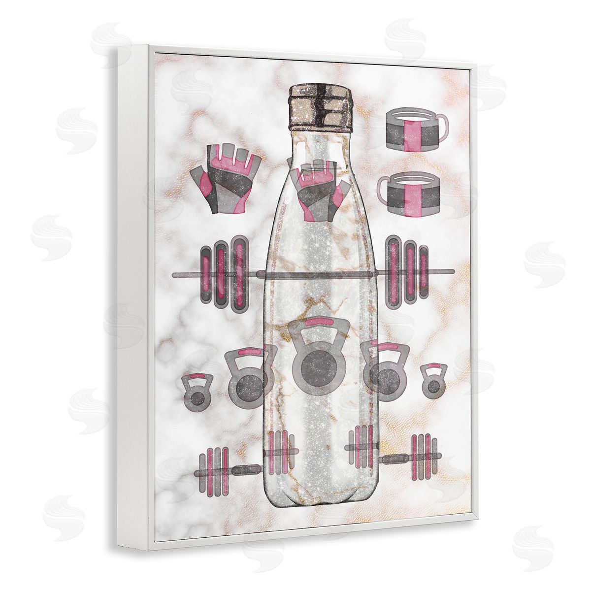 Ziwei Li Exercise Bottle Glam Home Weight Lifting Equipment White Framed Giclee Wall Art