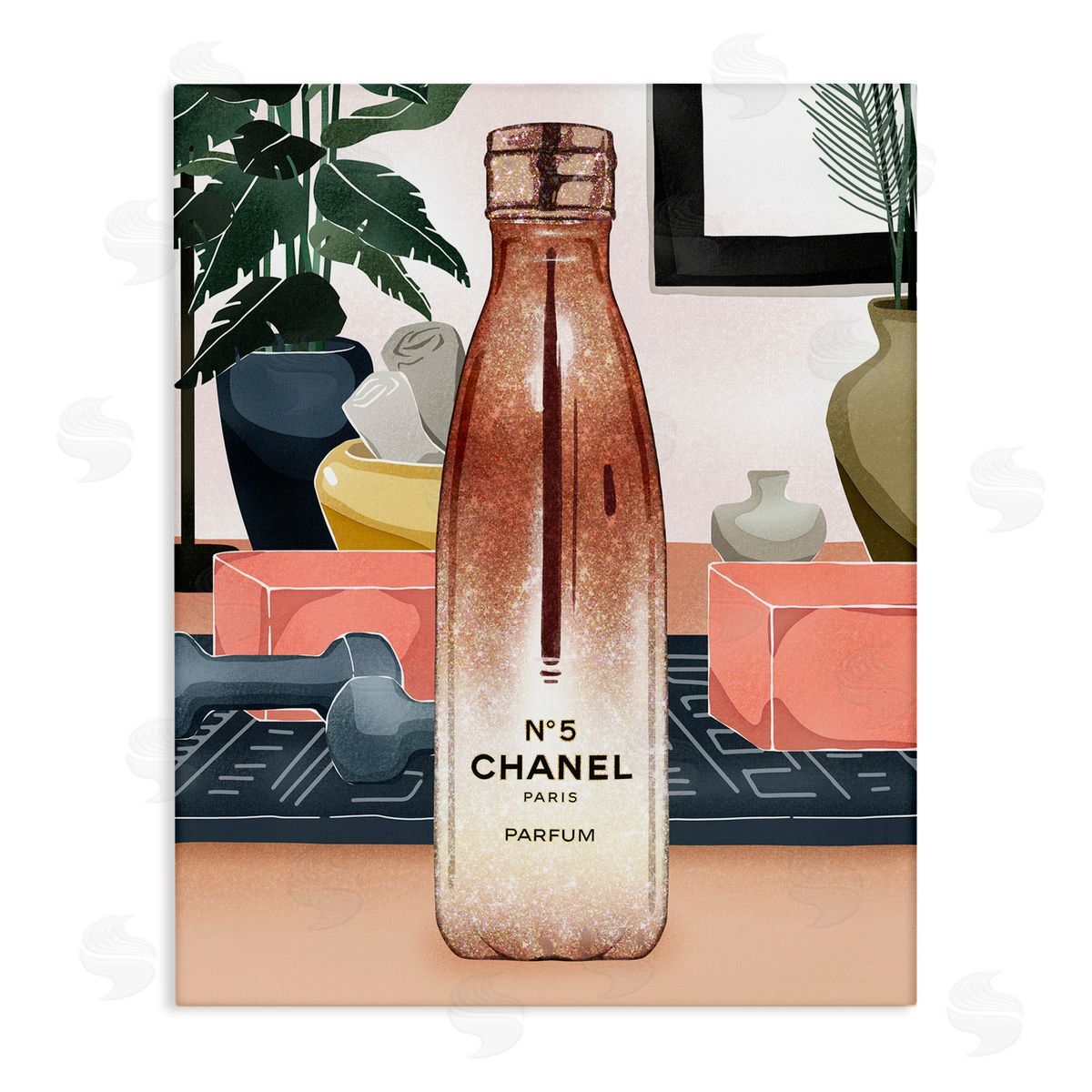 Ziwei Li Glam Fashion Designer Bottle Modern Home Interior Canvas Wall Art