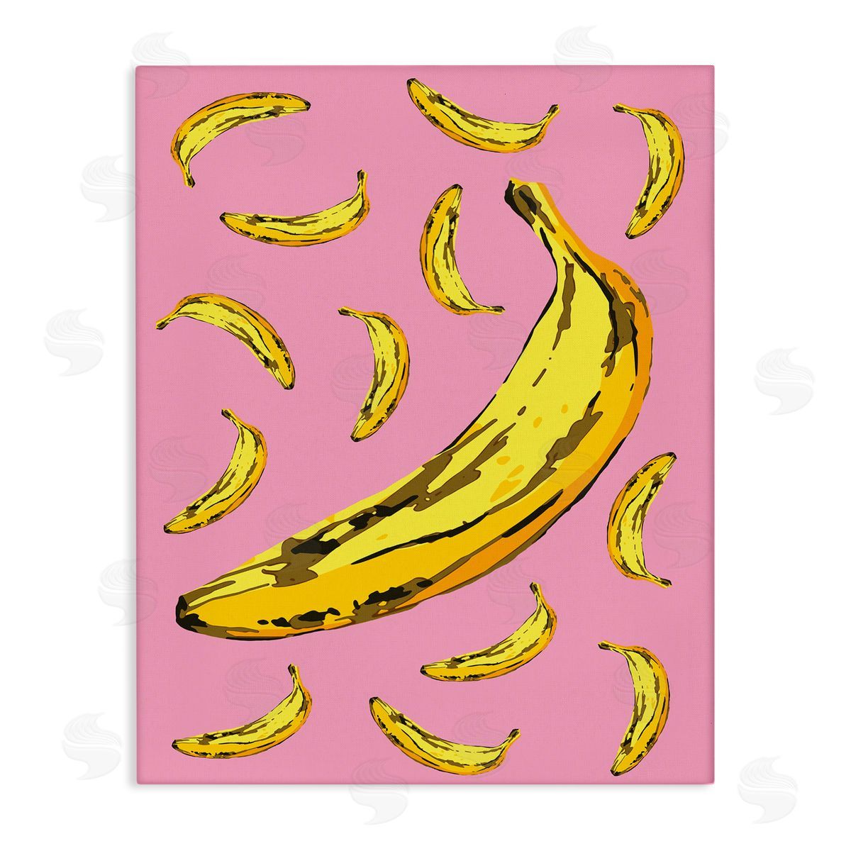 Ziwei Li Ripe Bananas Whimsical Tropical Fruits Yellow Pink Canvas Wall Art