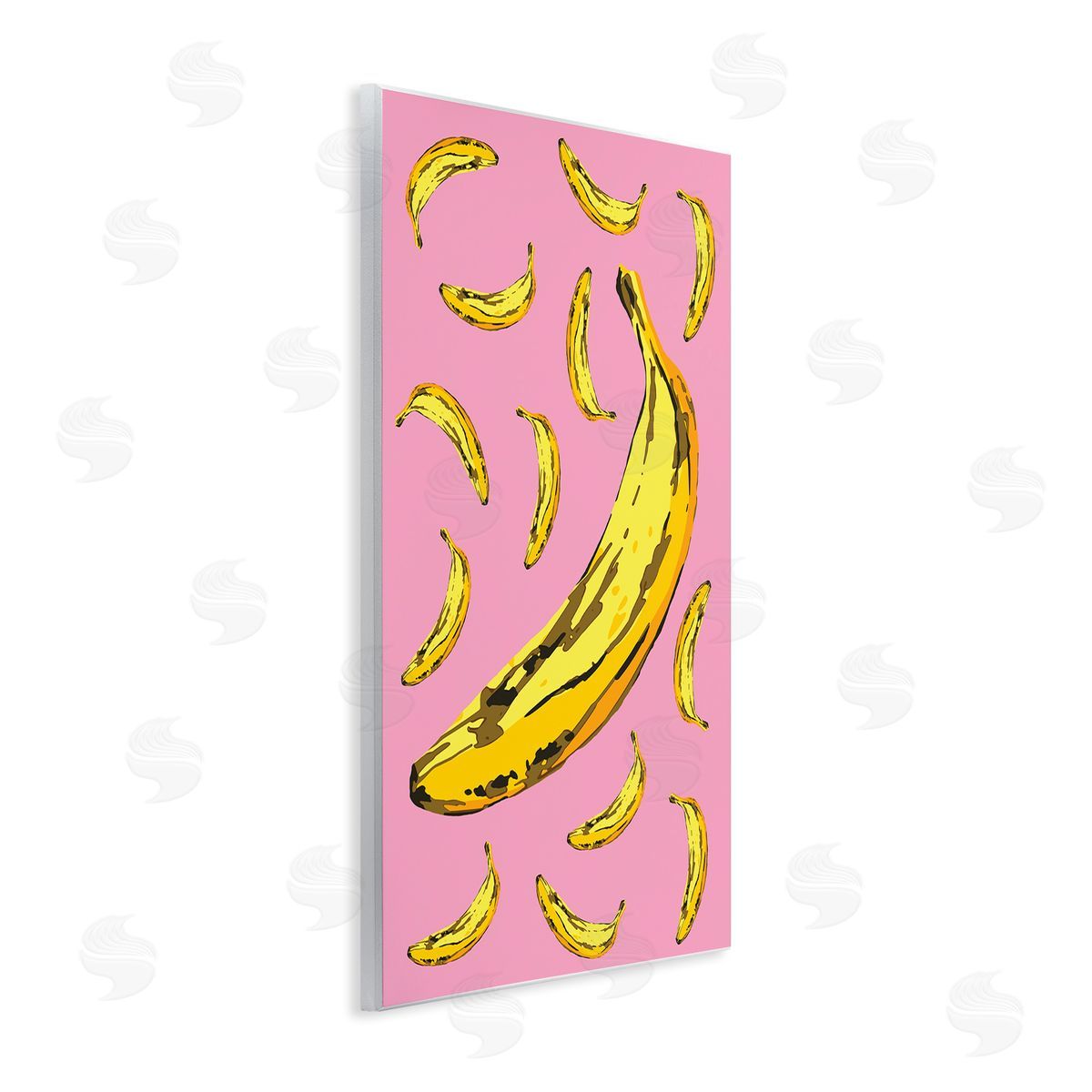 Ziwei Li Ripe Bananas Whimsical Tropical Fruits Yellow Pink Wall Plaque Art