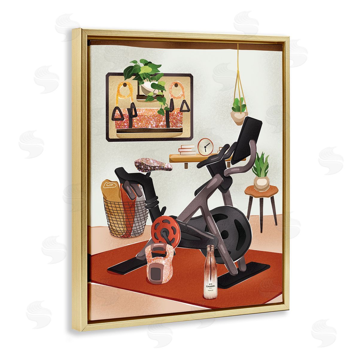 Ziwei Li Glam Fashion Home Exercise Equipment Modern Interior Gold Floater Frame Canvas Art