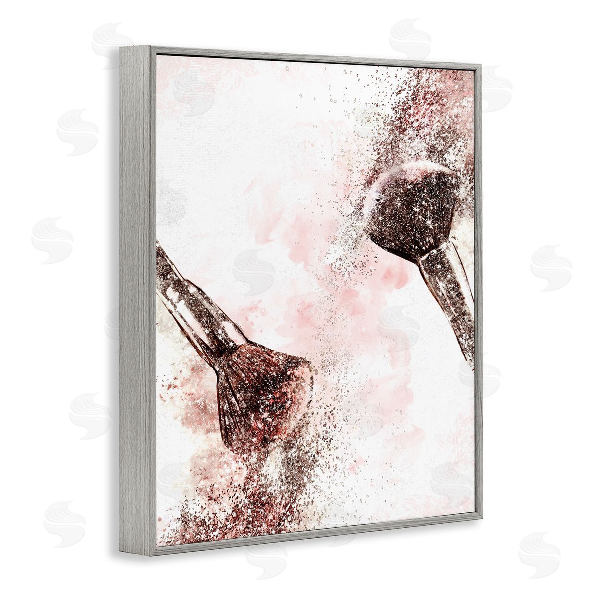 Ziwei Li Glam Sparkle Cosmetic Brushes Pink Red Fashion Gray Framed Giclee Wall Art
