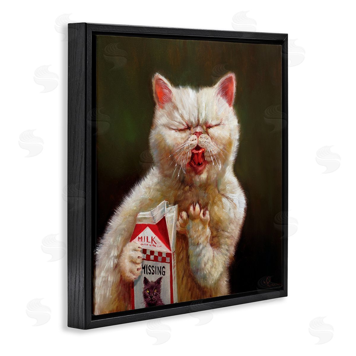Lucia Heffernan Missing Cat Milk Box Sour Face Family Pet Black Floater Frame Canvas Art