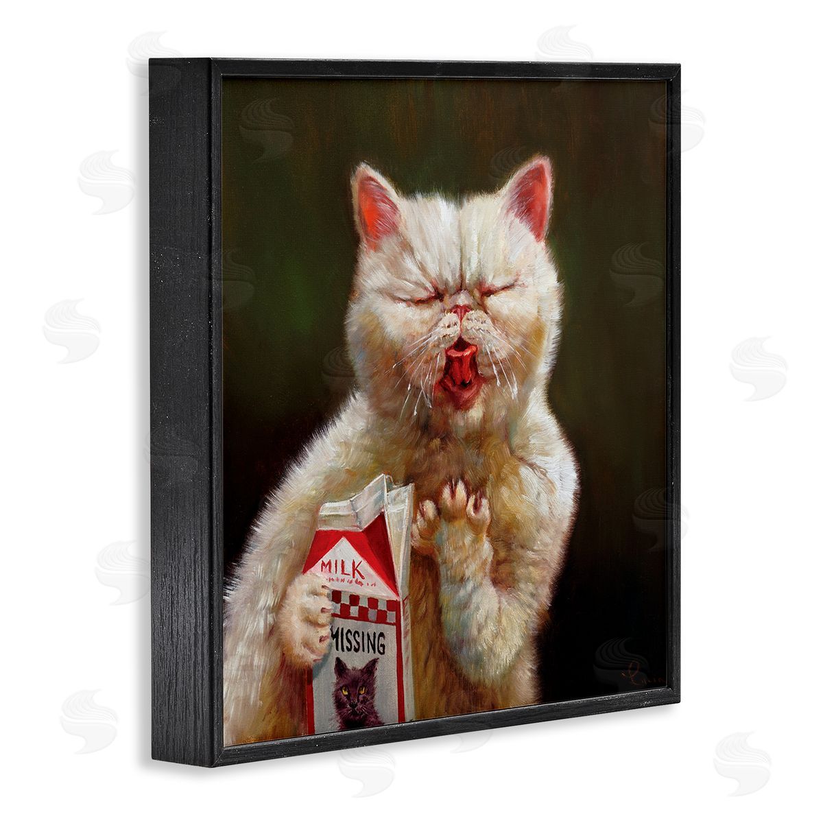 Lucia Heffernan Missing Cat Milk Box Sour Face Family Pet Black Framed Giclee Wall Art