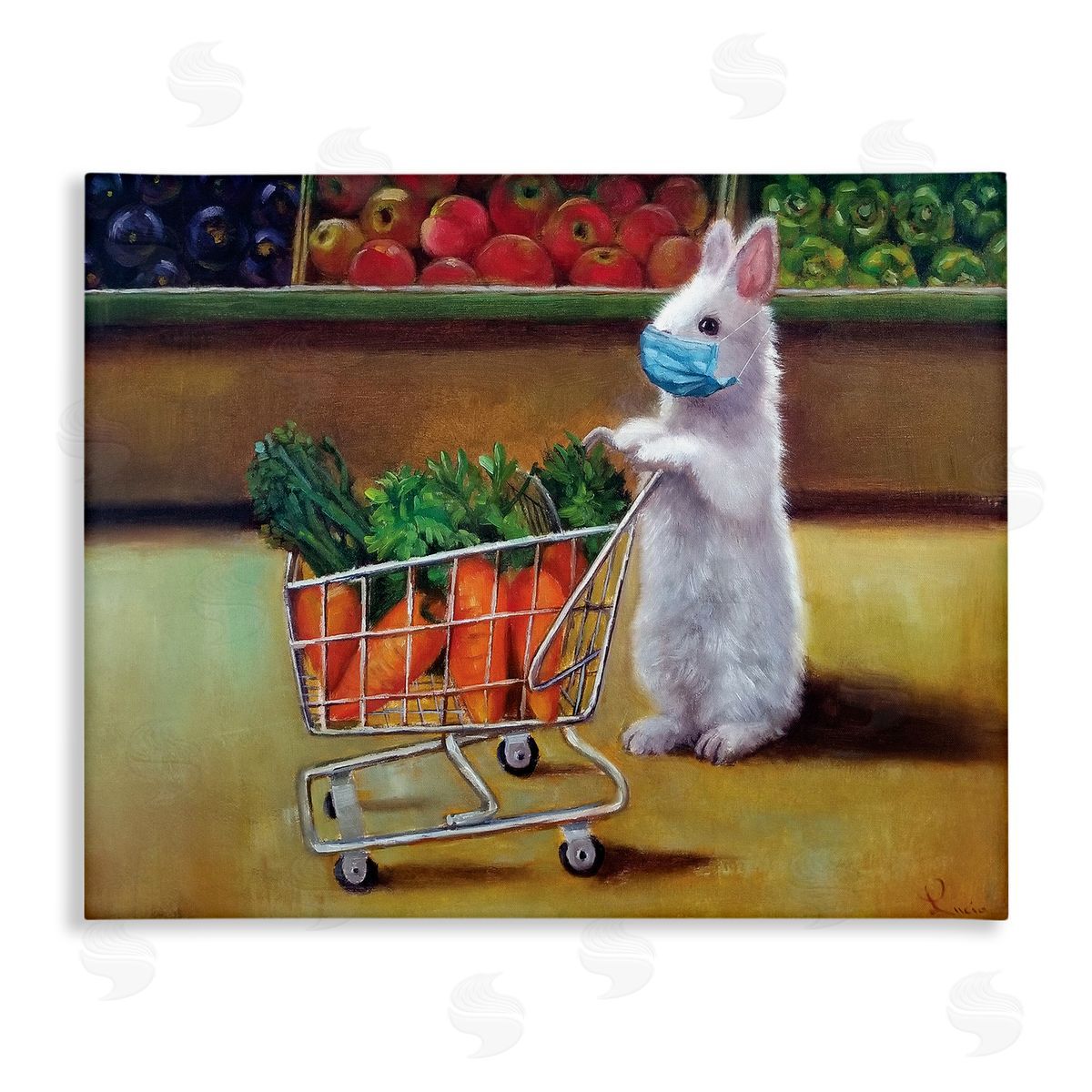 Lucia Heffernan Bunny Rabbit Carrot Shopping Face Mask Detail Canvas Wall Art