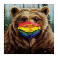 Lucia Heffernan | Brown Bear Rainbow Face Mask Forest Animal