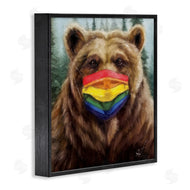 Lucia Heffernan | Brown Bear Rainbow Face Mask Forest Animal