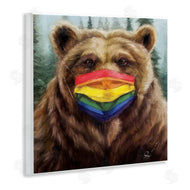 Lucia Heffernan | Brown Bear Rainbow Face Mask Forest Animal