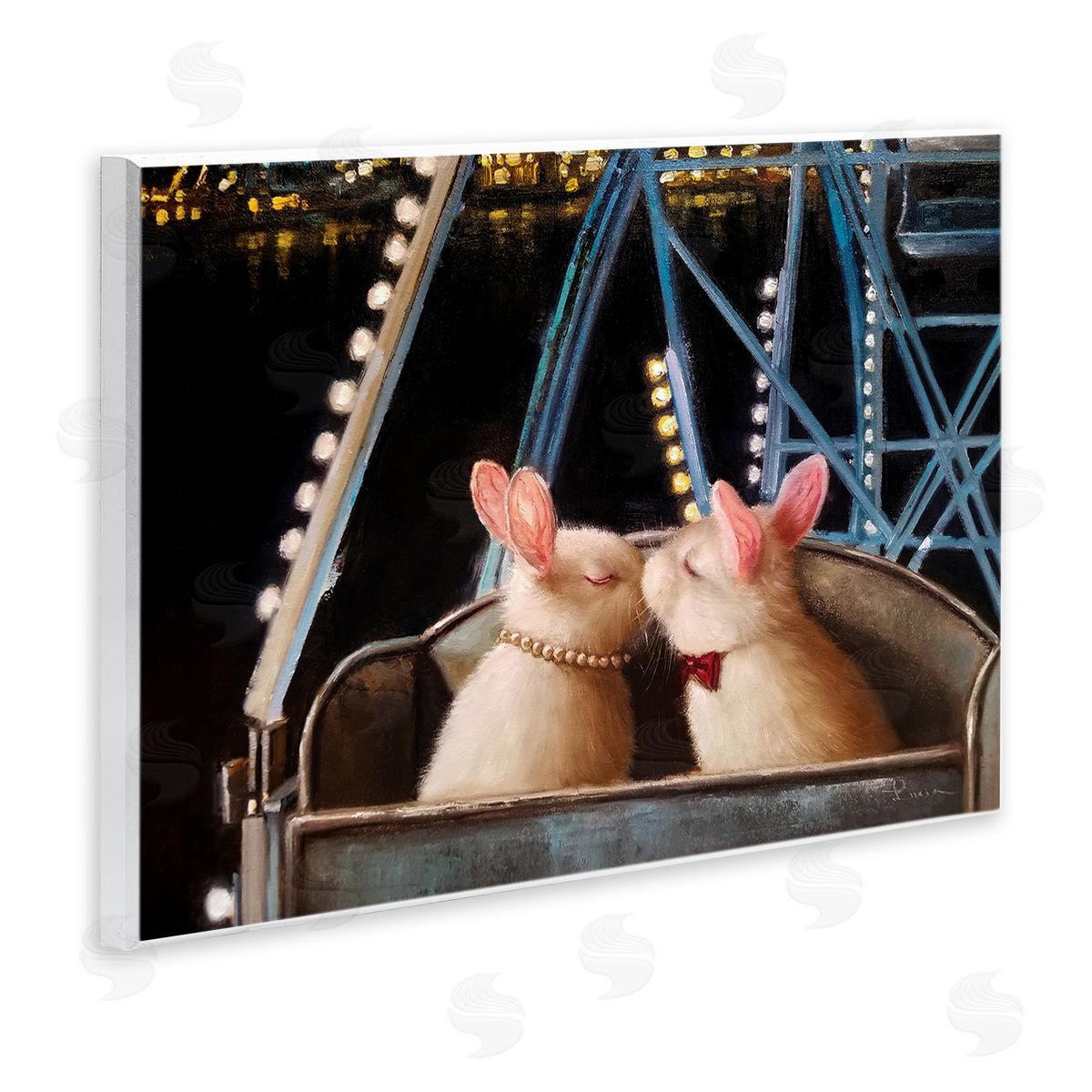 Lucia Heffernan Rabbit Couple Romantic Ferris Wheel Kiss Wall Plaque Art