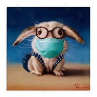 Lucia Heffernan | Baby Bunny With Glasses Modern Blue Face Mask