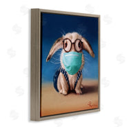Lucia Heffernan | Baby Bunny With Glasses Modern Blue Face Mask