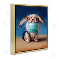 Lucia Heffernan | Baby Bunny With Glasses Modern Blue Face Mask