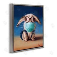 Lucia Heffernan | Baby Bunny With Glasses Modern Blue Face Mask