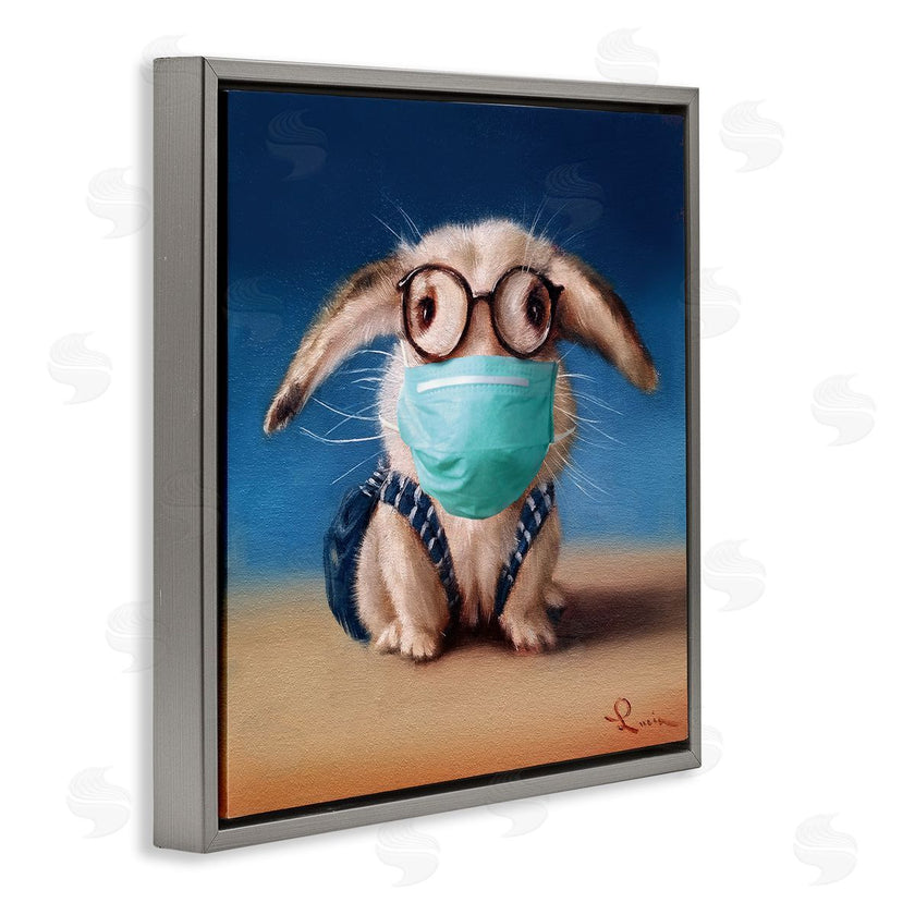 Lucia Heffernan | Baby Bunny With Glasses Modern Blue Face Mask