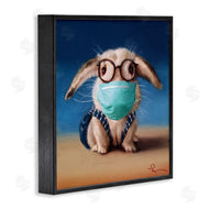 Lucia Heffernan | Baby Bunny With Glasses Modern Blue Face Mask