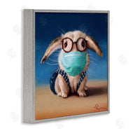 Lucia Heffernan | Baby Bunny With Glasses Modern Blue Face Mask