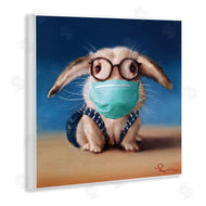 Lucia Heffernan | Baby Bunny With Glasses Modern Blue Face Mask