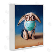Lucia Heffernan | Baby Bunny With Glasses Modern Blue Face Mask