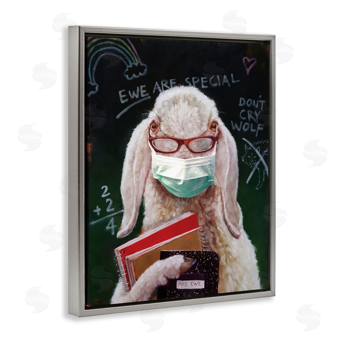 Lucia Heffernan Sheep School Portrait Country Ewe Animal Books Gray Floater Frame Canvas Art
